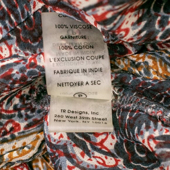 Plenty by Tracy Reese Boho Sheer Blouse Women’s S Gauze Batik Print Crochet Trim - Picture 12 of 13